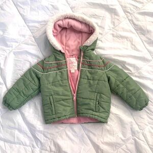 OshKosh B'gosh Kids Puffer Jacket in Green and Pink